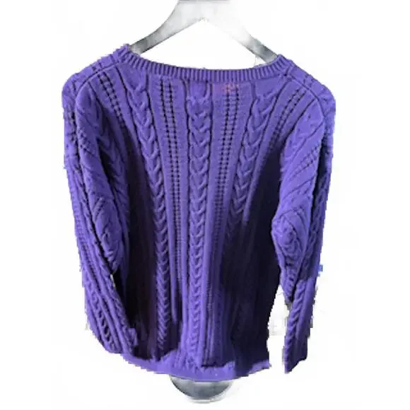 Gap Women's Cozy Purple Cable Knit Sweater Size Small - Picture 2 of 3